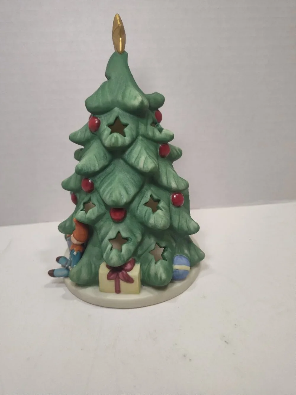 Goebel Christmas Tree Votive Candle Holder Teddy Bear Elf 7.5